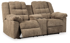 Workhorse Reclining Loveseat with Console - The Bargain Furniture