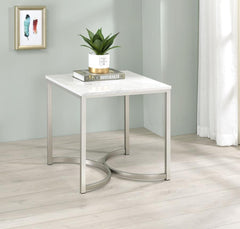 Leona White End Table