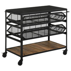 Evander Black Kitchen Cart