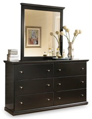 Maribel Queen/Full Panel Headboard Bed with Mirrored Dresser and 2 Nightstands