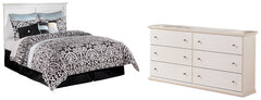 Bostwick Shoals Queen/Full Panel Headboard Bed with Mirrored Dresser - PKG002731