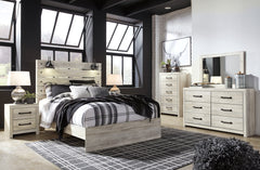 Cambeck King Panel Bed with Mirrored Dresser, Chest and 2 Nightstands