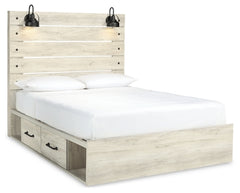Cambeck Twin Panel Bed with 2 Storage Drawers with Mirrored Dresser, Chest and Nightstand