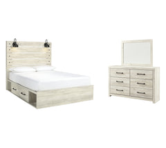 Cambeck Twin Panel Bed with 4 Storage Drawers with Dresser