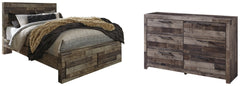 Derekson Queen Panel Bed with 2 Storage Drawers with Dresser - PKG003283