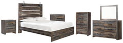 Drystan Full Panel Bed with Mirrored Dresser, Chest and 2 Nightstands