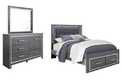 Lodanna Queen Panel Bed with 2 Storage Drawers with Mirrored Dresser - PKG003601