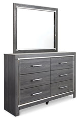 Lodanna Full Upholstered Panel Headboard Bed with Mirrored Dresser, Chest and Nightstand