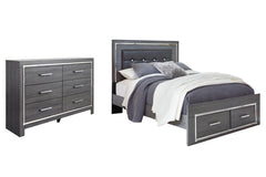 Lodanna Queen Panel Bed with 2 Storage Drawers with Dresser - PKG003600