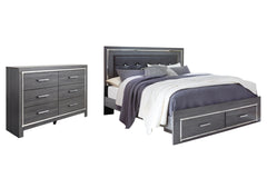Lodanna King Panel Bed with 2 Storage Drawers with Dresser - PKG003563