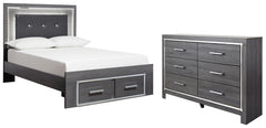 Lodanna Full Panel Bed with 2 Storage Drawers with Dresser