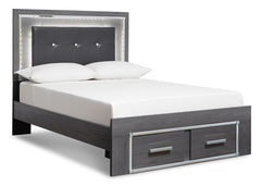 Lodanna Queen Panel Bed with 2 Storage Drawers with Mirrored Dresser and 2 Nightstands - PKG003602