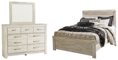 Bellaby Queen Panel Bed with Mirrored Dresser - PKG000729