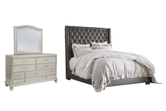 Coralayne King Upholstered Bed with Mirrored Dresser - PKG007783