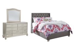 Coralayne Full Upholstered Bed with Mirrored Dresser - PKG007805
