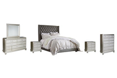 Coralayne King Upholstered Bed with Mirrored Dresser, Chest and 2 Nightstands - PKG007782