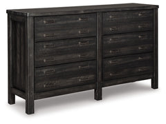 Baylow Queen Panel Bed with 4 Storage Drawers with Dresser
