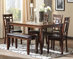 Bennox Dining Table and Chairs with Bench (Set of 6) - The Bargain Furniture