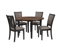 POTOMAC 48" ROUND DINING TABLE & 4 CHAIRS-BROWN/BLACK