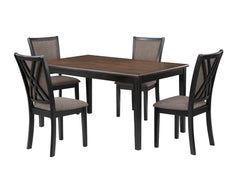 POTOMAC 60" RECTANGLE DINING TABLE & 4 CHAIRS-BROWN/BLACK