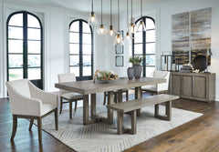 Anibecca Dining Table and 4 Chairs and Bench with Storage