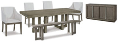 Anibecca Dining Table and 4 Chairs and Bench with Storage