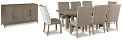 Chrestner Dining Table and 8 Chairs with Storage - PKG013368