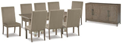 Chrestner Dining Table and 8 Chairs with Storage - PKG013367