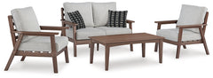 Emmeline Outdoor Loveseat, 2 Lounge Chairs and Coffee Table