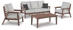 Emmeline Outdoor Sofa, 2 Lounge Chairs and Coffee Table