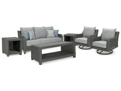 Elite Park Outdoor Sofa and 2 Lounge Chairs with Coffee Table and 2 End Tables