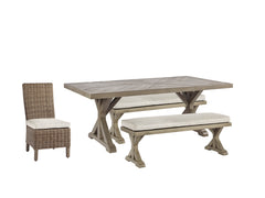 Beachcroft Outdoor Dining Table and 4 Chairs and Bench - PKG000285