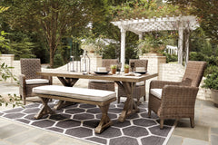 Beachcroft Outdoor Dining Table and 4 Chairs and Bench - PKG000284