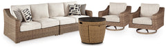 Malayah Outdoor Loveseat and 2 Lounge Chairs with Fire Pit Table - PKG015409