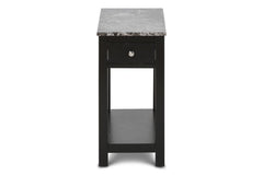 NOAH END TABLE WITH DRAWER-BLACK W/ FAUX MARBLE TOP