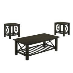 VESTA COFFEE TABLE & 2 END TABLE SET-ESPRESSO