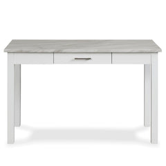 CELESTE DESK W/WHITE/GRAY FAUX MARBLE TOP-WHITE BASE