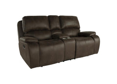 BROOKINGS CONSOLE LOVESEAT W/ DUAL RECLINERS-BROWN
