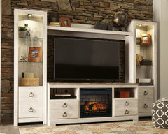 Willowton 4-Piece Entertainment Center with Electric Fireplace - W267W9 - The Bargain Furniture