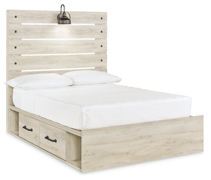 Cambeck Twin Panel Bed with 2 Storage Drawers with Mirrored Dresser, Chest and Nightstand