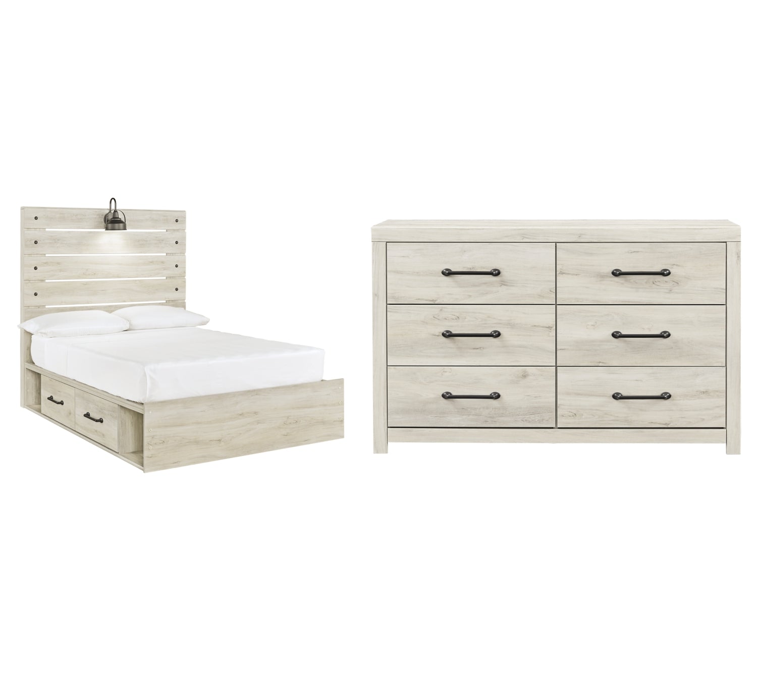 Cambeck Twin Panel Bed with 2 Storage Drawers with Dresser