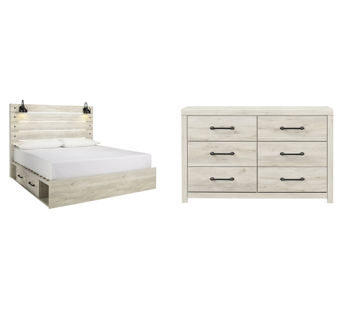 Cambeck Twin Panel Bed with 2 Storage Drawers with Dresser