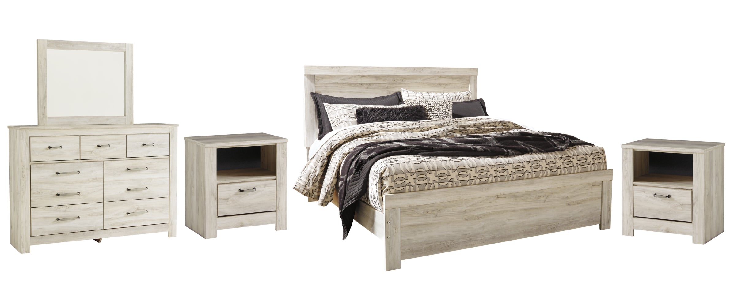 Bellaby Queen Panel Bed with Mirrored Dresser - PKG004710