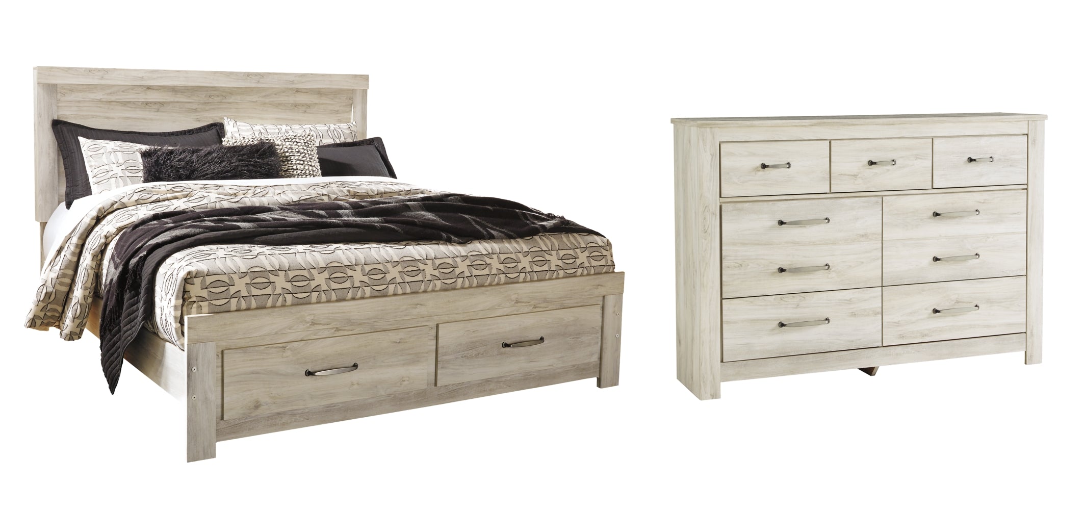 Bellaby Queen Platform Bed with 2 Storage Drawers with Dresser
