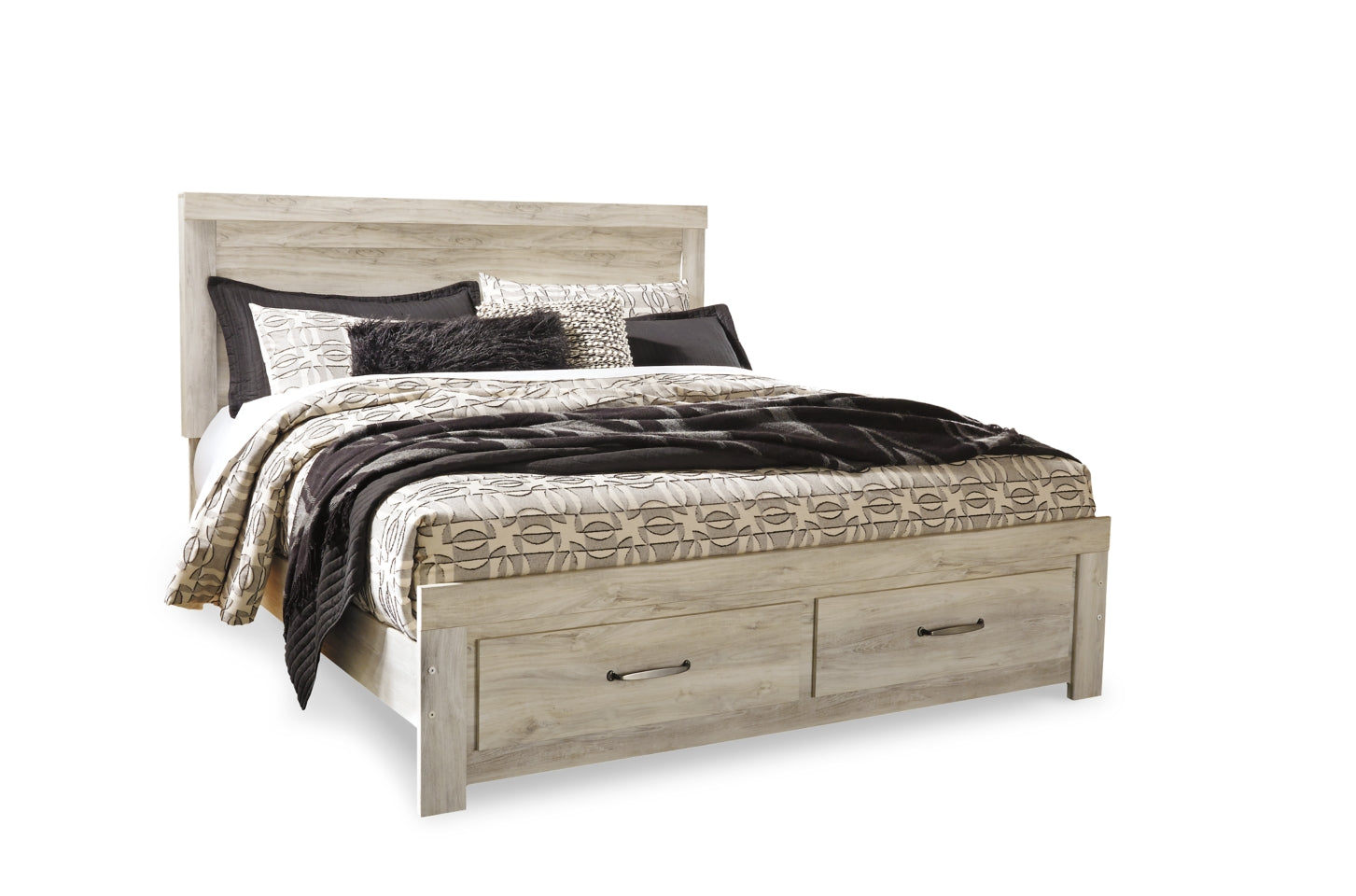 Bellaby Queen Platform Bed with 2 Storage Drawers with Mirrored Dresser, Chest and 2 Nightstands