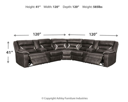 Kincord 3-Piece Power Reclining Sectional - The Bargain Furniture