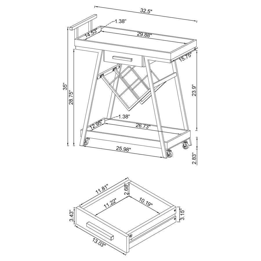 Kinney White Bar Cart