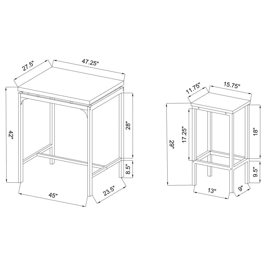 Santana Brown 5 Pc Bar Set