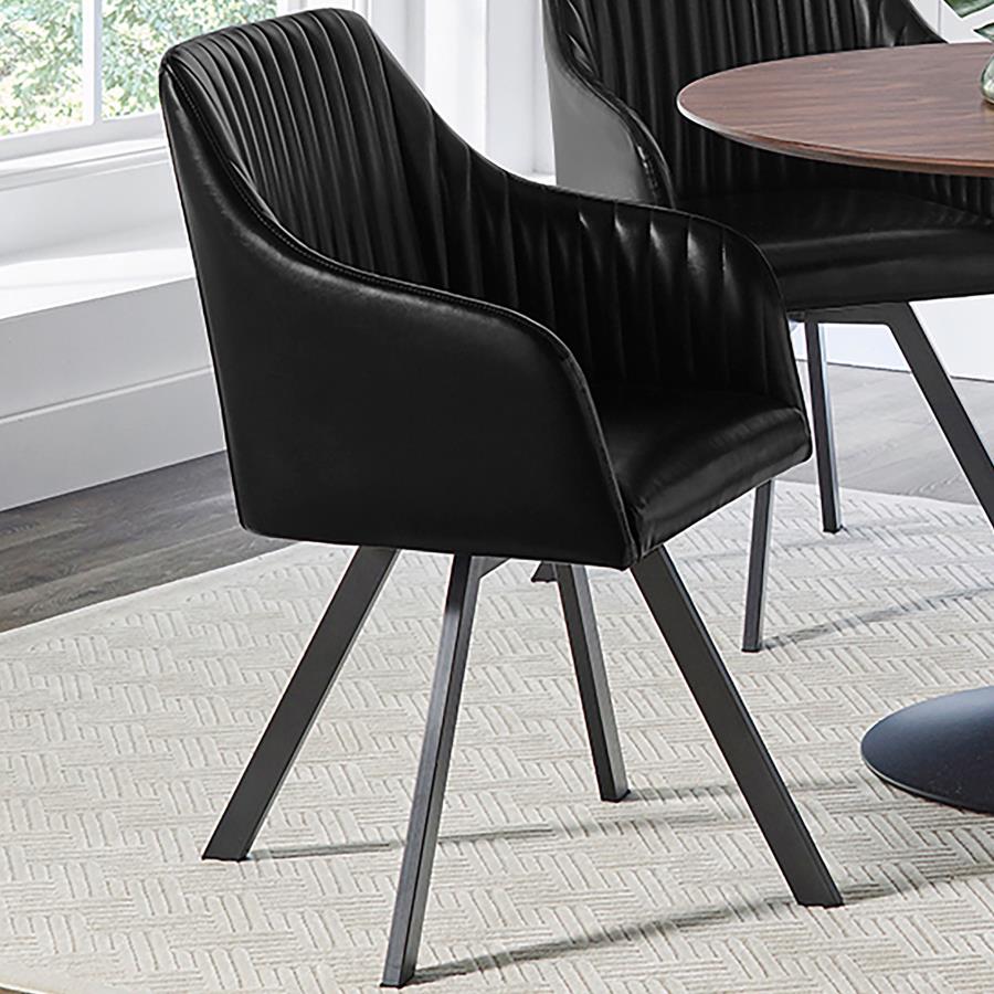 Arika Black Swivel Arm Chair