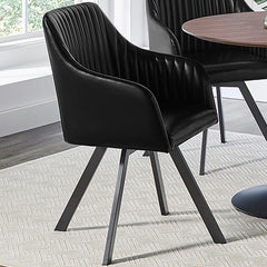 Arika Black Swivel Arm Chair